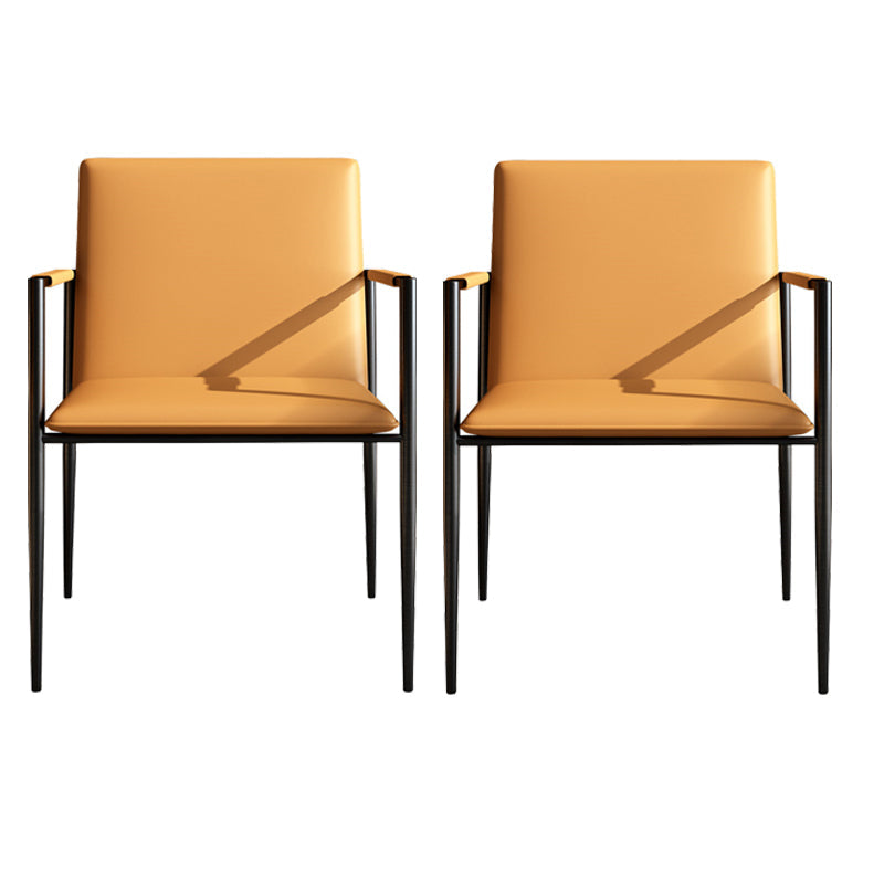 Industrial Upholstered Arm Chair Metal Legs Parsons Dining Chair Orange 2 Piece Set Clearhalo 'Dining Chairs' 'Dining Tables & Seating' 'dining_chair' 'furn' 'furn_dining_chair' 'Furniture' 'Kitchen & Dining Furniture' 7144147