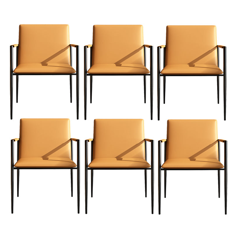 Industrial Upholstered Arm Chair Metal Legs Parsons Dining Chair Orange 6 Piece Set Clearhalo 'Dining Chairs' 'Dining Tables & Seating' 'dining_chair' 'furn' 'furn_dining_chair' 'Furniture' 'Kitchen & Dining Furniture' 7144151