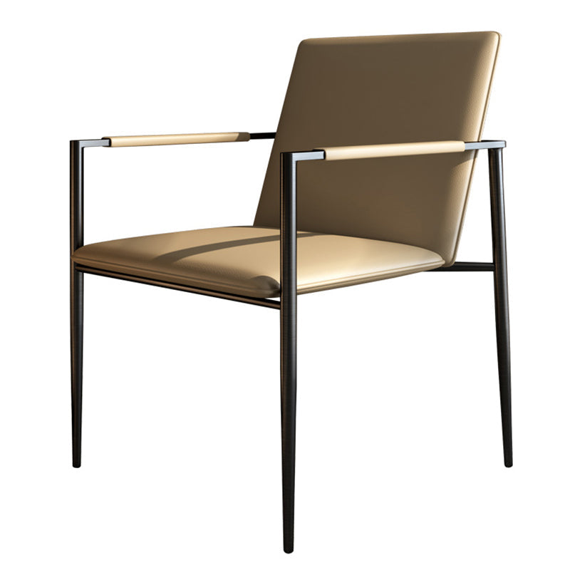 Industrial Upholstered Arm Chair Metal Legs Parsons Dining Chair Cream Gray 1 Piece Clearhalo 'Dining Chairs' 'Dining Tables & Seating' 'dining_chair' 'furn' 'furn_dining_chair' 'Furniture' 'Kitchen & Dining Furniture' 7144153