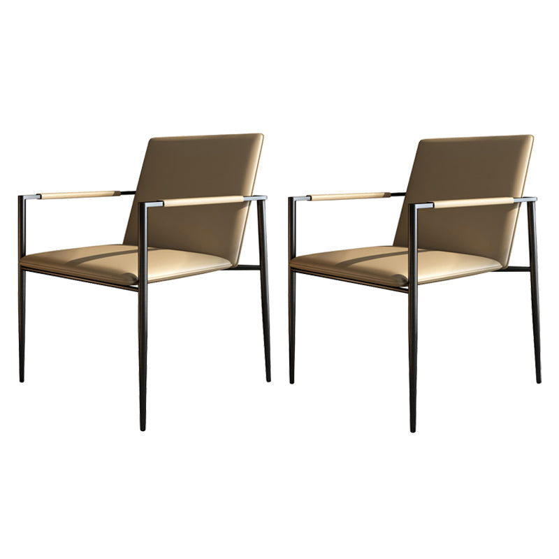 Industrial Upholstered Arm Chair Metal Legs Parsons Dining Chair Cream Gray 2 Piece Set Clearhalo 'Dining Chairs' 'Dining Tables & Seating' 'dining_chair' 'furn' 'furn_dining_chair' 'Furniture' 'Kitchen & Dining Furniture' 7144155