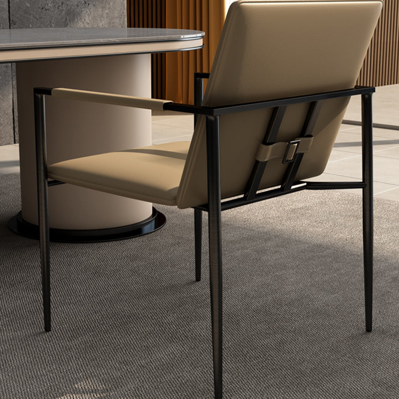 Industrial Upholstered Arm Chair Metal Legs Parsons Dining Chair Clearhalo 'Dining Chairs' 'Dining Tables & Seating' 'dining_chair' 'furn' 'furn_dining_chair' 'Furniture' 'Kitchen & Dining Furniture' 7144156