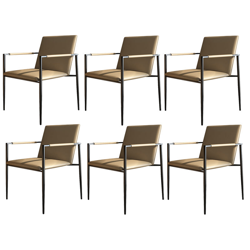 Industrial Upholstered Arm Chair Metal Legs Parsons Dining Chair Cream Gray 6 Piece Set Clearhalo 'Dining Chairs' 'Dining Tables & Seating' 'dining_chair' 'furn' 'furn_dining_chair' 'Furniture' 'Kitchen & Dining Furniture' 7144158