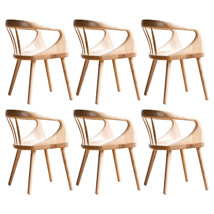 Contemporary Arm Dining Chair Dining Room Solid Wood Dining Chair Natural 6 Piece Set Clearhalo 'Dining Chairs' 'Dining Tables & Seating' 'dining_chair' 'furn' 'furn_dining_chair' 'Furniture' 'Kitchen & Dining Furniture' 7144184