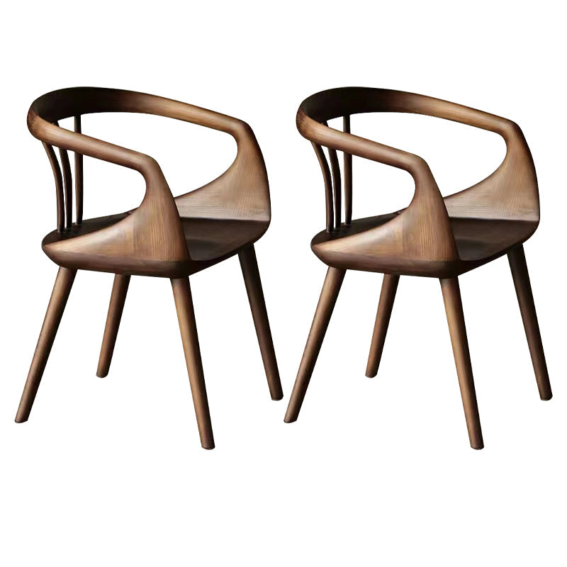 Contemporary Arm Dining Chair Dining Room Solid Wood Dining Chair Nut-Brown 2 Piece Set Clearhalo 'Dining Chairs' 'Dining Tables & Seating' 'dining_chair' 'furn' 'furn_dining_chair' 'Furniture' 'Kitchen & Dining Furniture' 7144188