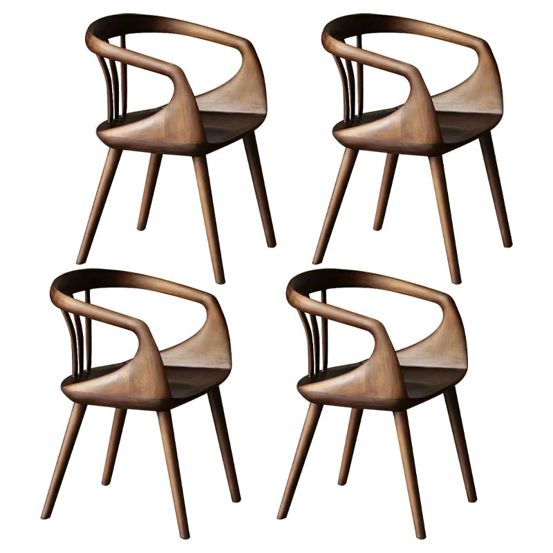 Contemporary Arm Dining Chair Dining Room Solid Wood Dining Chair Nut-Brown 4 Piece Set Clearhalo 'Dining Chairs' 'Dining Tables & Seating' 'dining_chair' 'furn' 'furn_dining_chair' 'Furniture' 'Kitchen & Dining Furniture' 7144190