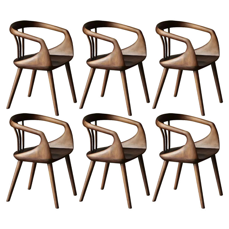 Contemporary Arm Dining Chair Dining Room Solid Wood Dining Chair Nut-Brown 6 Piece Set Clearhalo 'Dining Chairs' 'Dining Tables & Seating' 'dining_chair' 'furn' 'furn_dining_chair' 'Furniture' 'Kitchen & Dining Furniture' 7144193