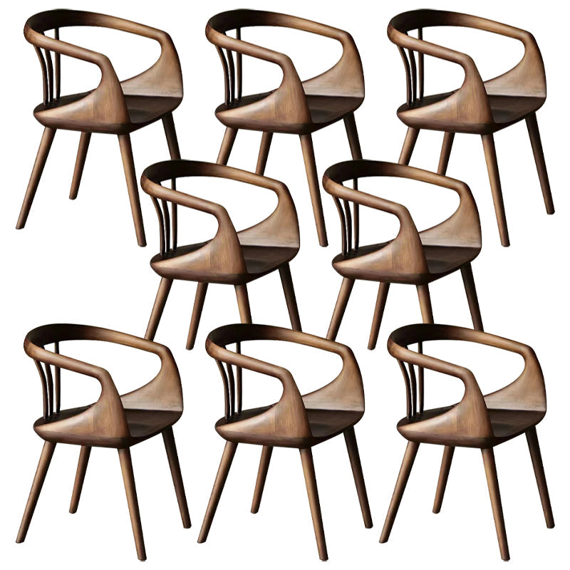 Contemporary Arm Dining Chair Dining Room Solid Wood Dining Chair Nut-Brown 8 Piece Set Clearhalo 'Dining Chairs' 'Dining Tables & Seating' 'dining_chair' 'furn' 'furn_dining_chair' 'Furniture' 'Kitchen & Dining Furniture' 7144194