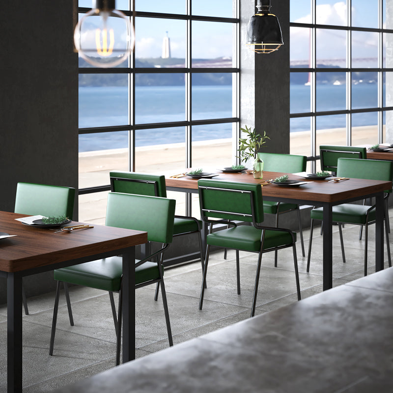 Sillas de comedor de cuero PU silla de brazo de brazo trasero de estilo industrial para comedor