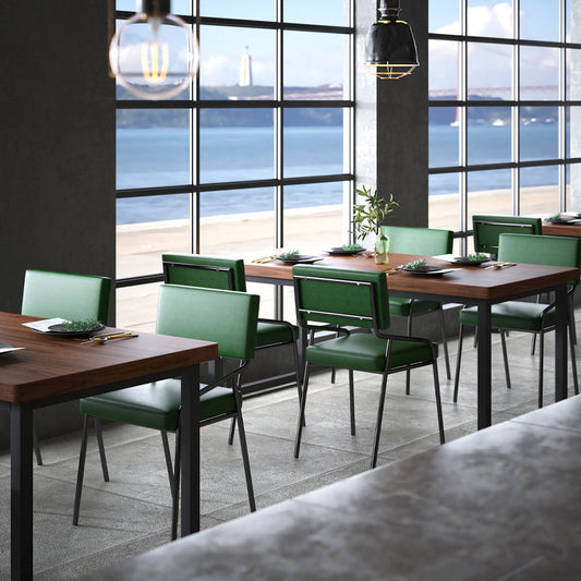 PU Leather Dining Chairs Industrial Style Open Back Armless Chair for Dining Room