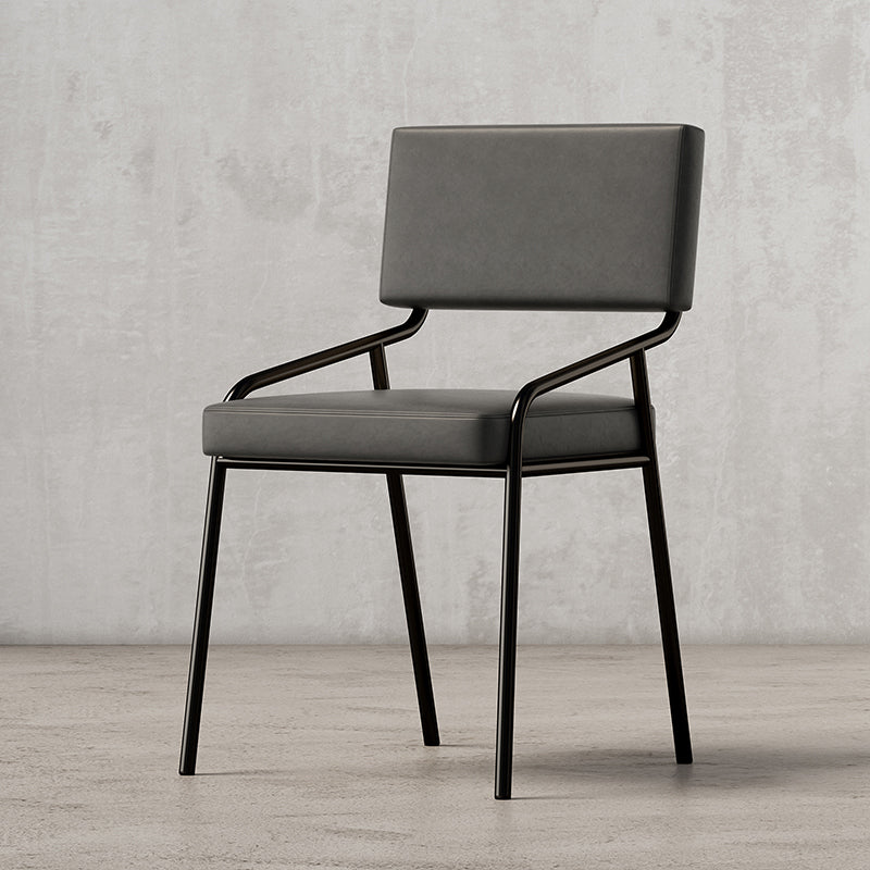 Sillas de comedor de cuero PU silla de brazo de brazo trasero de estilo industrial para comedor