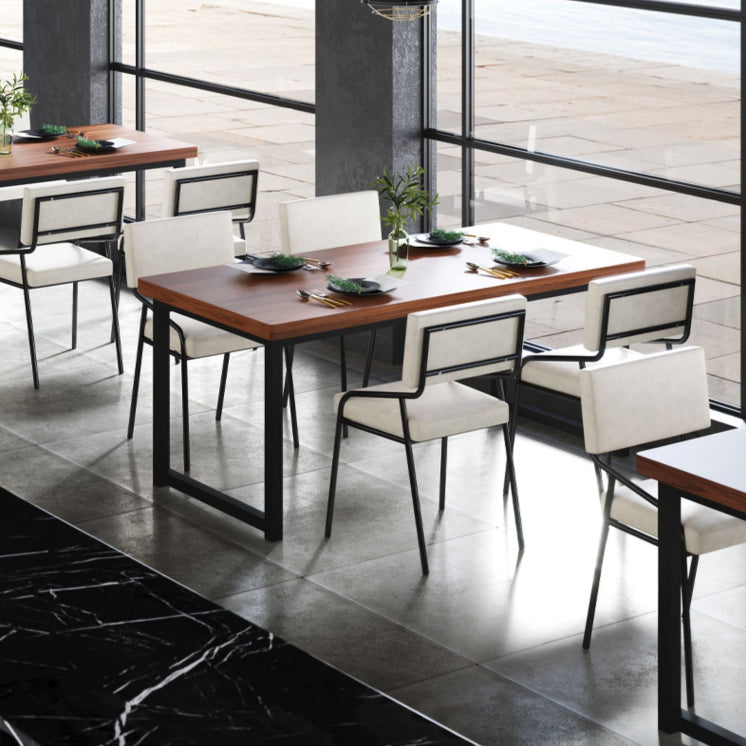 Sillas de comedor de cuero PU silla de brazo de brazo trasero de estilo industrial para comedor