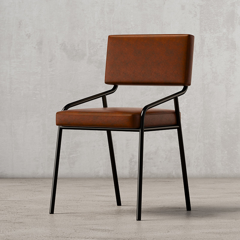 Sillas de comedor de cuero PU silla de brazo de brazo trasero de estilo industrial para comedor