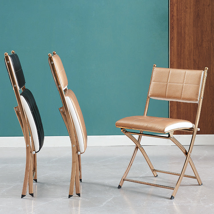 Glam Kitchen Side Chair Gold Legs Open Back Dining Armless Chair