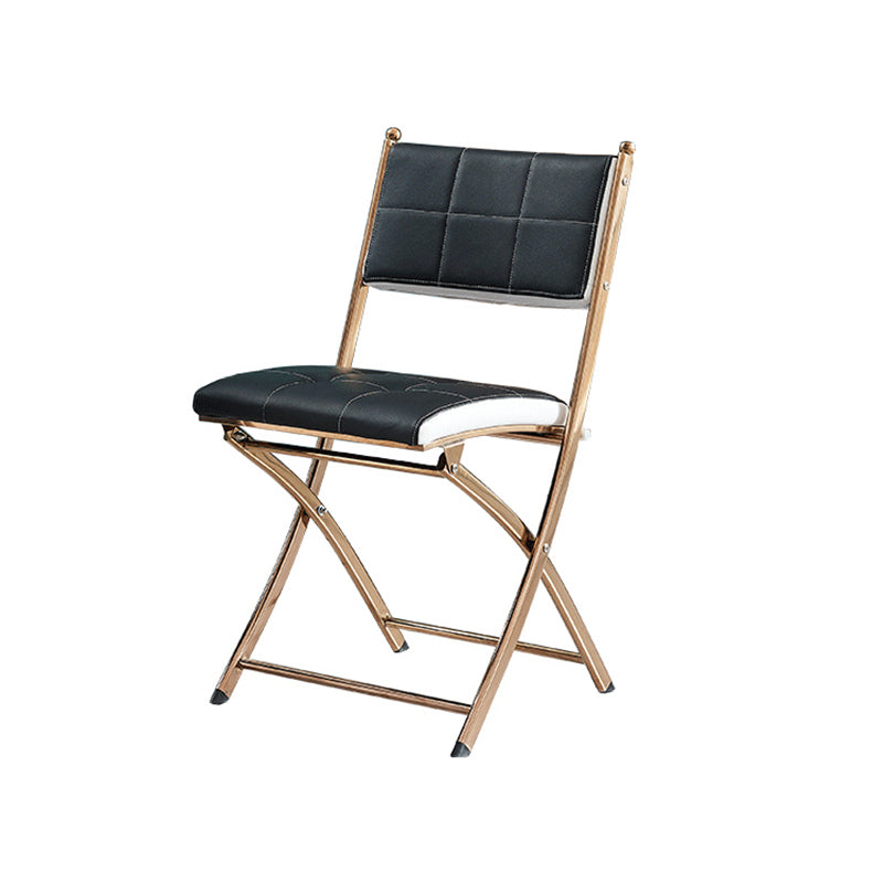 Glam Kitchen Side Chair Gold Legs Open Back Dining Armless Chair