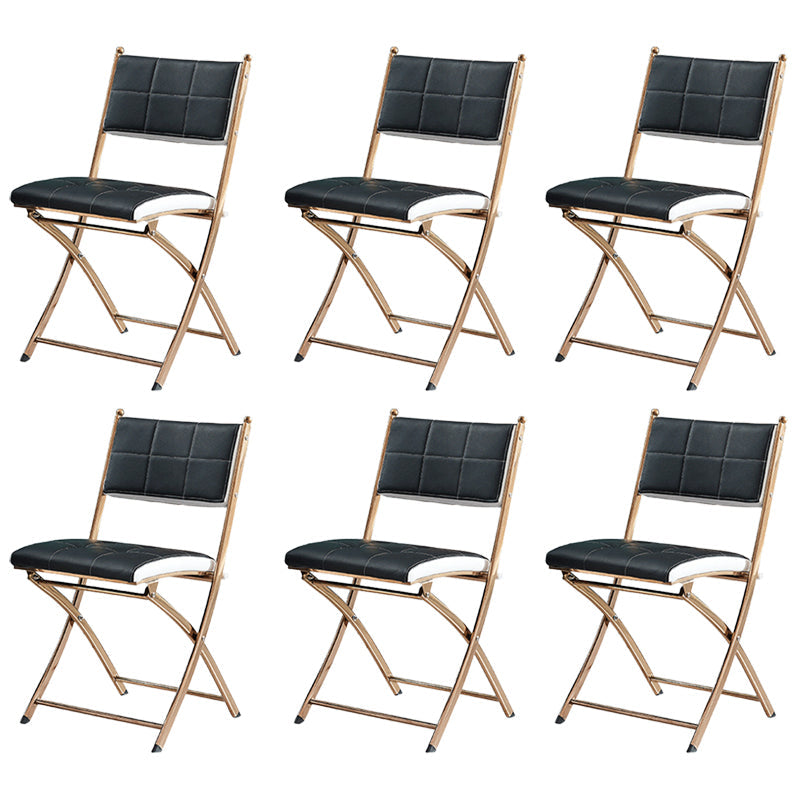 Glam Kitchen Side Chair Gold Legs Open Back Dining Armless Chair