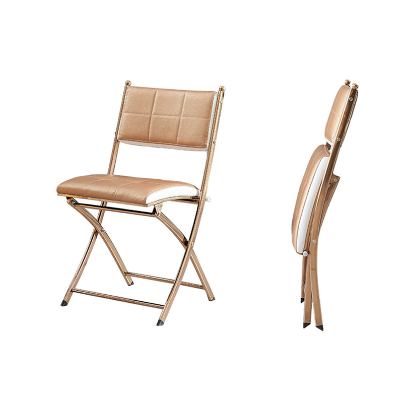 Glam Kitchen Side Chair Gold Legs Open Back Dining Armless Chair