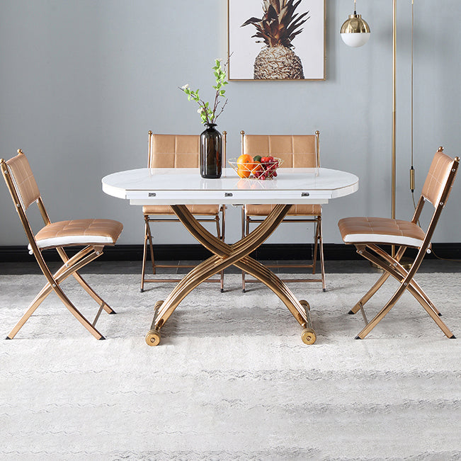 Glam Kitchen Side Chair Gold Legs Open Back Dining Armless Chair