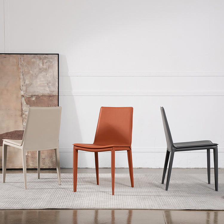 Comedor silla de comedor sin brazo de cuero falso para casa parsons