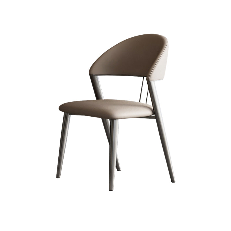 Eigentijdse gestoffeerde armloze stoel huis metalen eetkamerstoel