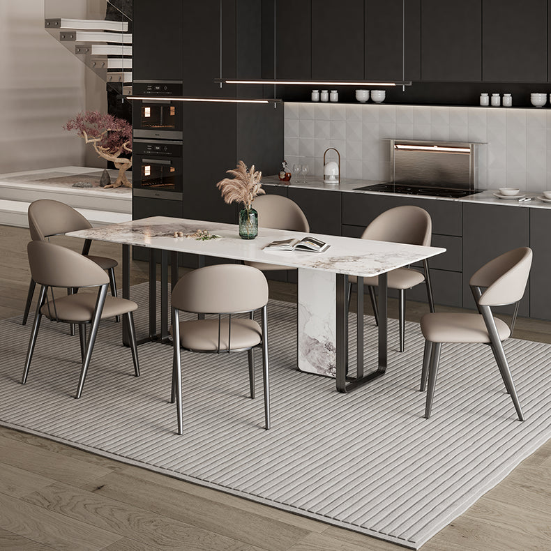 Eigentijdse gestoffeerde armloze stoel huis metalen eetkamerstoel