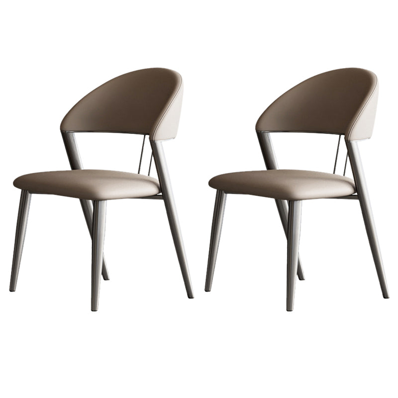 Eigentijdse gestoffeerde armloze stoel huis metalen eetkamerstoel