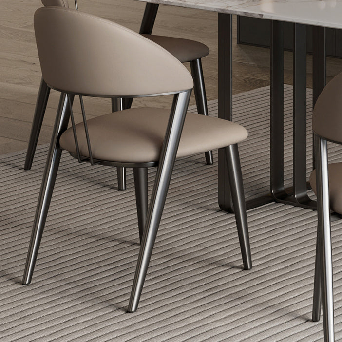 Eigentijdse gestoffeerde armloze stoel huis metalen eetkamerstoel