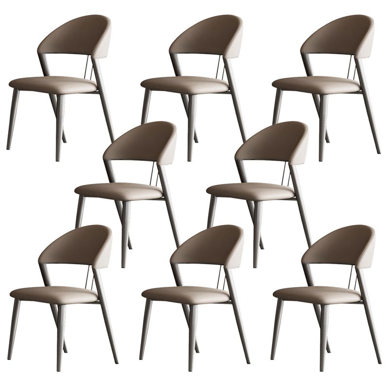 Eigentijdse gestoffeerde armloze stoel huis metalen eetkamerstoel