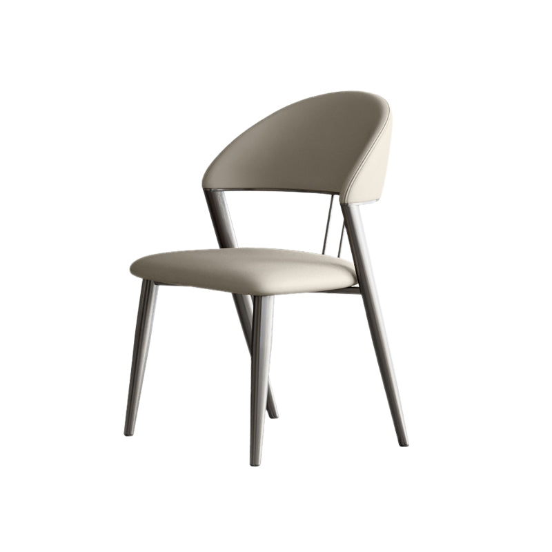 Eigentijdse gestoffeerde armloze stoel huis metalen eetkamerstoel