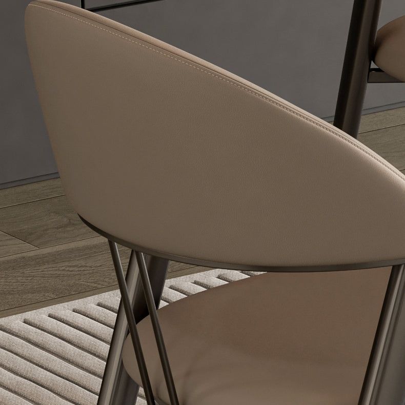 Eigentijdse gestoffeerde armloze stoel huis metalen eetkamerstoel