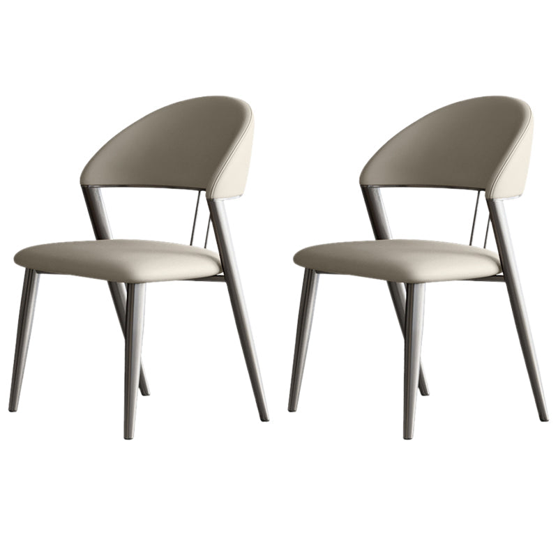 Eigentijdse gestoffeerde armloze stoel huis metalen eetkamerstoel