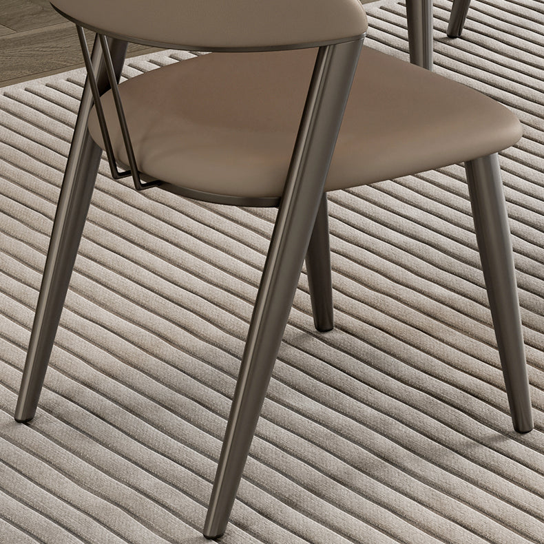 Eigentijdse gestoffeerde armloze stoel huis metalen eetkamerstoel