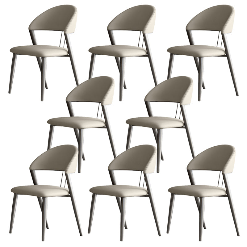 Eigentijdse gestoffeerde armloze stoel huis metalen eetkamerstoel