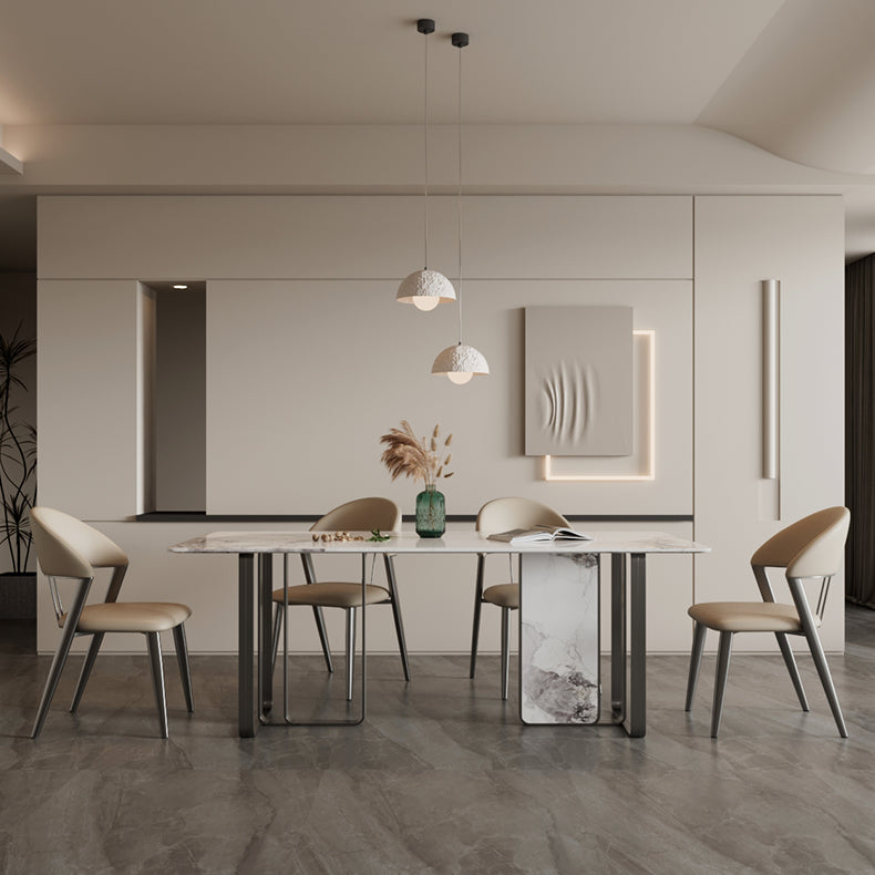 Eigentijdse gestoffeerde armloze stoel huis metalen eetkamerstoel