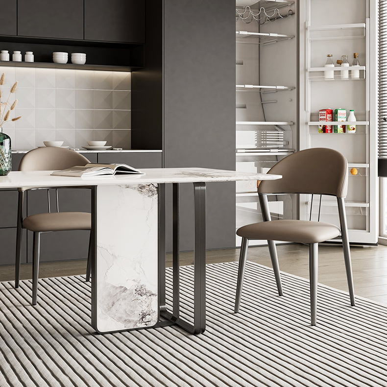 Eigentijdse gestoffeerde armloze stoel huis metalen eetkamerstoel