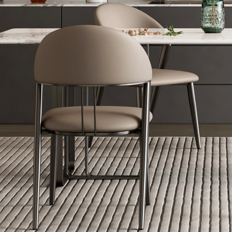 Eigentijdse gestoffeerde armloze stoel huis metalen eetkamerstoel