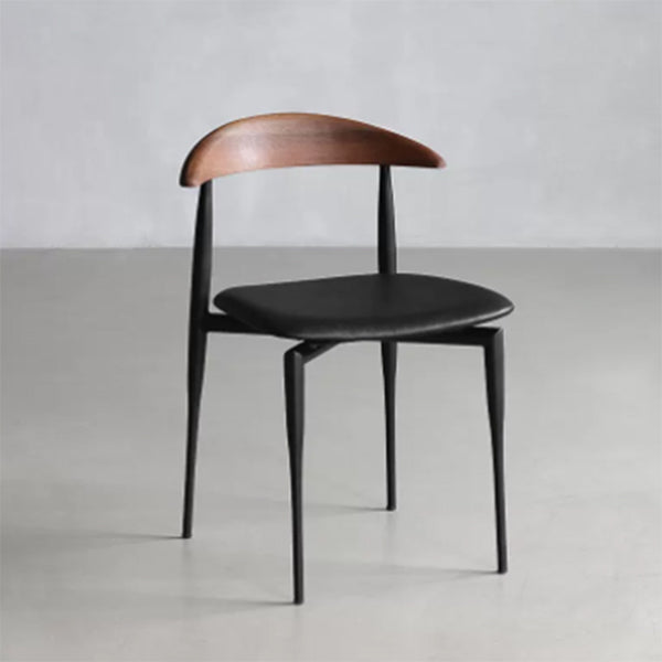 Industrial Upholstered Armless Chair Black Legs Kitchen Open Back Dining Chair Clearhalo 'Dining Chairs' 'Dining Tables & Seating' 'dining_chair' 'furn' 'furn_dining_chair' 'Furniture' 'Kitchen & Dining Furniture' 7144510