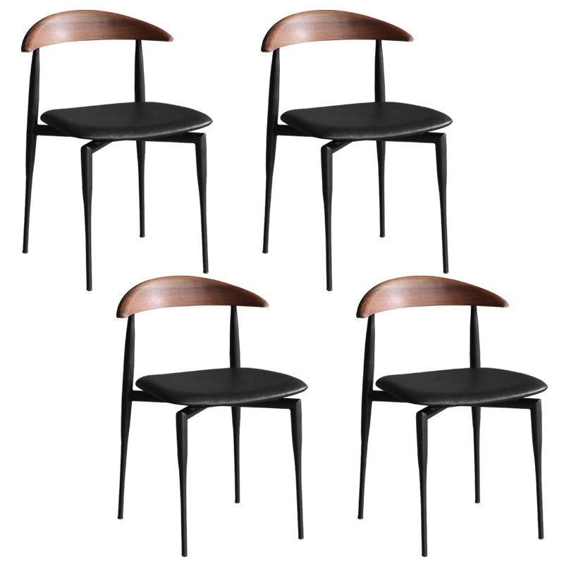 Industrial Upholstered Armless Chair Black Legs Kitchen Open Back Dining Chair Black 4 Piece Set Clearhalo 'Dining Chairs' 'Dining Tables & Seating' 'dining_chair' 'furn' 'furn_dining_chair' 'Furniture' 'Kitchen & Dining Furniture' 7144514
