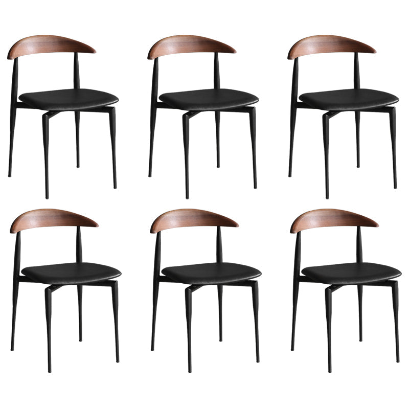 Industrial Upholstered Armless Chair Black Legs Kitchen Open Back Dining Chair Black 6 Piece Set Clearhalo 'Dining Chairs' 'Dining Tables & Seating' 'dining_chair' 'furn' 'furn_dining_chair' 'Furniture' 'Kitchen & Dining Furniture' 7144516