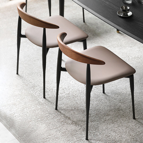 Industrial Upholstered Armless Chair Black Legs Kitchen Open Back Dining Chair Clearhalo 'Dining Chairs' 'Dining Tables & Seating' 'dining_chair' 'furn' 'furn_dining_chair' 'Furniture' 'Kitchen & Dining Furniture' 7144517