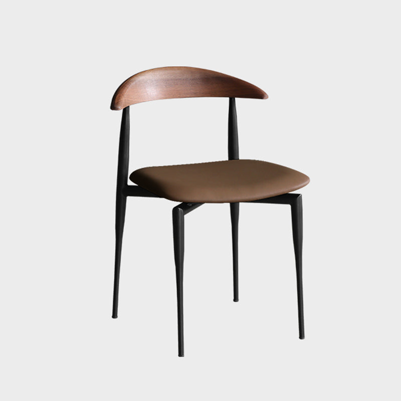 Industrial Upholstered Armless Chair Black Legs Kitchen Open Back Dining Chair Coffee 1 Piece Clearhalo 'Dining Chairs' 'Dining Tables & Seating' 'dining_chair' 'furn' 'furn_dining_chair' 'Furniture' 'Kitchen & Dining Furniture' 7144521