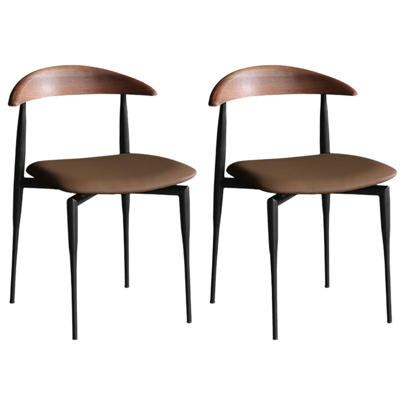 Industrial Upholstered Armless Chair Black Legs Kitchen Open Back Dining Chair Coffee 2 Piece Set Clearhalo 'Dining Chairs' 'Dining Tables & Seating' 'dining_chair' 'furn' 'furn_dining_chair' 'Furniture' 'Kitchen & Dining Furniture' 7144522