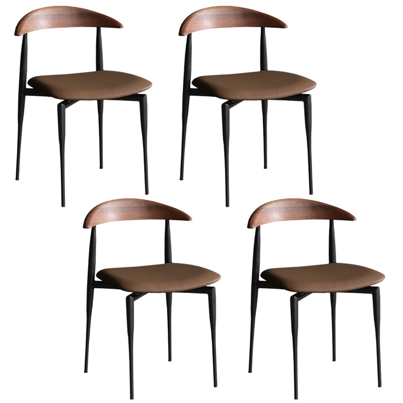 Industrial Upholstered Armless Chair Black Legs Kitchen Open Back Dining Chair Coffee 4 Piece Set Clearhalo 'Dining Chairs' 'Dining Tables & Seating' 'dining_chair' 'furn' 'furn_dining_chair' 'Furniture' 'Kitchen & Dining Furniture' 7144525