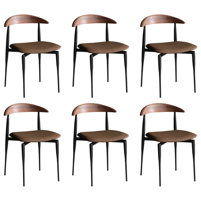 Industrial Upholstered Armless Chair Black Legs Kitchen Open Back Dining Chair Coffee 6 Piece Set Clearhalo 'Dining Chairs' 'Dining Tables & Seating' 'dining_chair' 'furn' 'furn_dining_chair' 'Furniture' 'Kitchen & Dining Furniture' 7144527