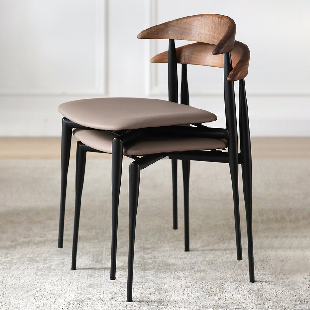 Industrial Upholstered Armless Chair Black Legs Kitchen Open Back Dining Chair Clearhalo 'Dining Chairs' 'Dining Tables & Seating' 'dining_chair' 'furn' 'furn_dining_chair' 'Furniture' 'Kitchen & Dining Furniture' 7144528