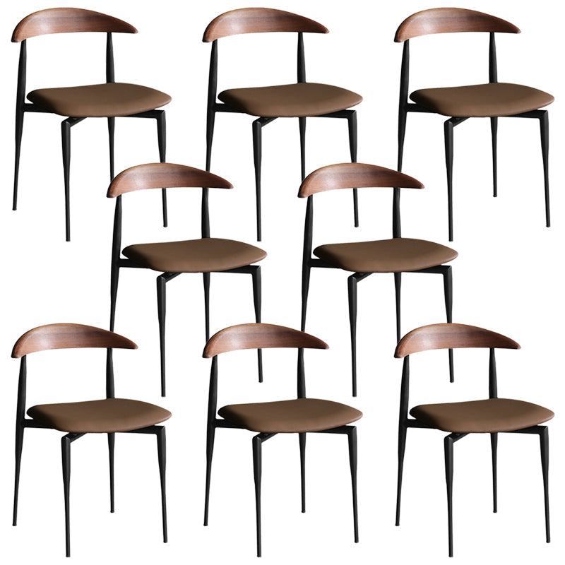 Industrial Upholstered Armless Chair Black Legs Kitchen Open Back Dining Chair Coffee 8 Piece Set Clearhalo 'Dining Chairs' 'Dining Tables & Seating' 'dining_chair' 'furn' 'furn_dining_chair' 'Furniture' 'Kitchen & Dining Furniture' 7144529