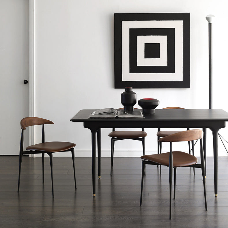 Industrial Upholstered Armless Chair Black Legs Kitchen Open Back Dining Chair Clearhalo 'Dining Chairs' 'Dining Tables & Seating' 'dining_chair' 'furn' 'furn_dining_chair' 'Furniture' 'Kitchen & Dining Furniture' 7144531