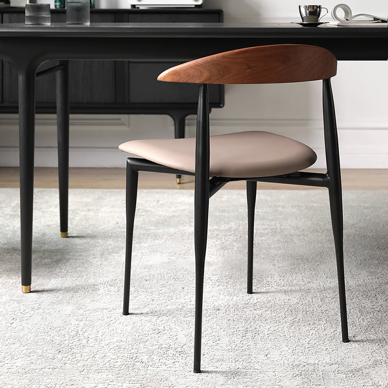 Industrial Upholstered Armless Chair Black Legs Kitchen Open Back Dining Chair Clearhalo 'Dining Chairs' 'Dining Tables & Seating' 'dining_chair' 'furn' 'furn_dining_chair' 'Furniture' 'Kitchen & Dining Furniture' 7144533