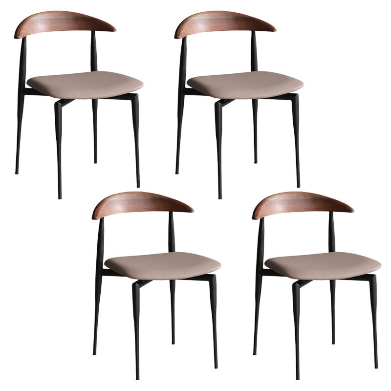 Industrial Upholstered Armless Chair Black Legs Kitchen Open Back Dining Chair Light Camel 4 Piece Set Clearhalo 'Dining Chairs' 'Dining Tables & Seating' 'dining_chair' 'furn' 'furn_dining_chair' 'Furniture' 'Kitchen & Dining Furniture' 7144534