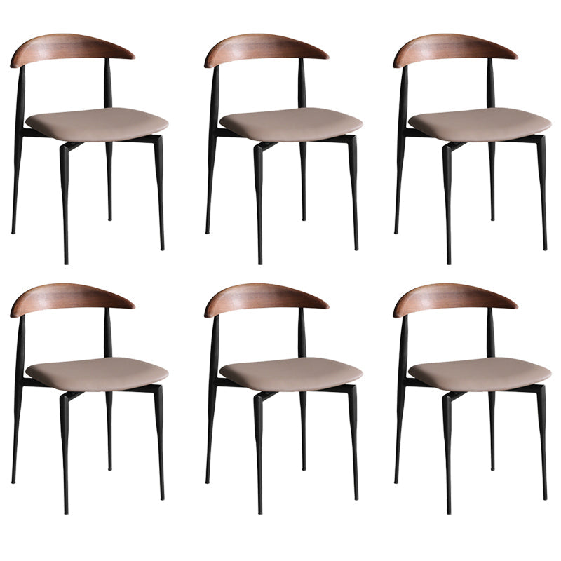 Industrial Upholstered Armless Chair Black Legs Kitchen Open Back Dining Chair Light Camel 6 Piece Set Clearhalo 'Dining Chairs' 'Dining Tables & Seating' 'dining_chair' 'furn' 'furn_dining_chair' 'Furniture' 'Kitchen & Dining Furniture' 7144536