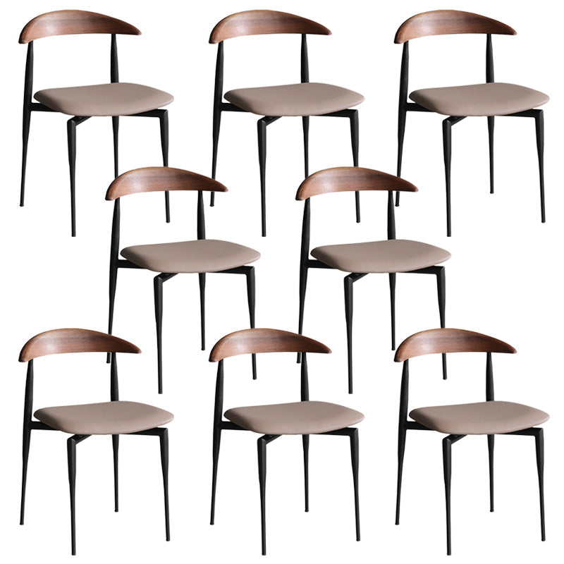 Industrial Upholstered Armless Chair Black Legs Kitchen Open Back Dining Chair Light Camel 8 Piece Set Clearhalo 'Dining Chairs' 'Dining Tables & Seating' 'dining_chair' 'furn' 'furn_dining_chair' 'Furniture' 'Kitchen & Dining Furniture' 7144538